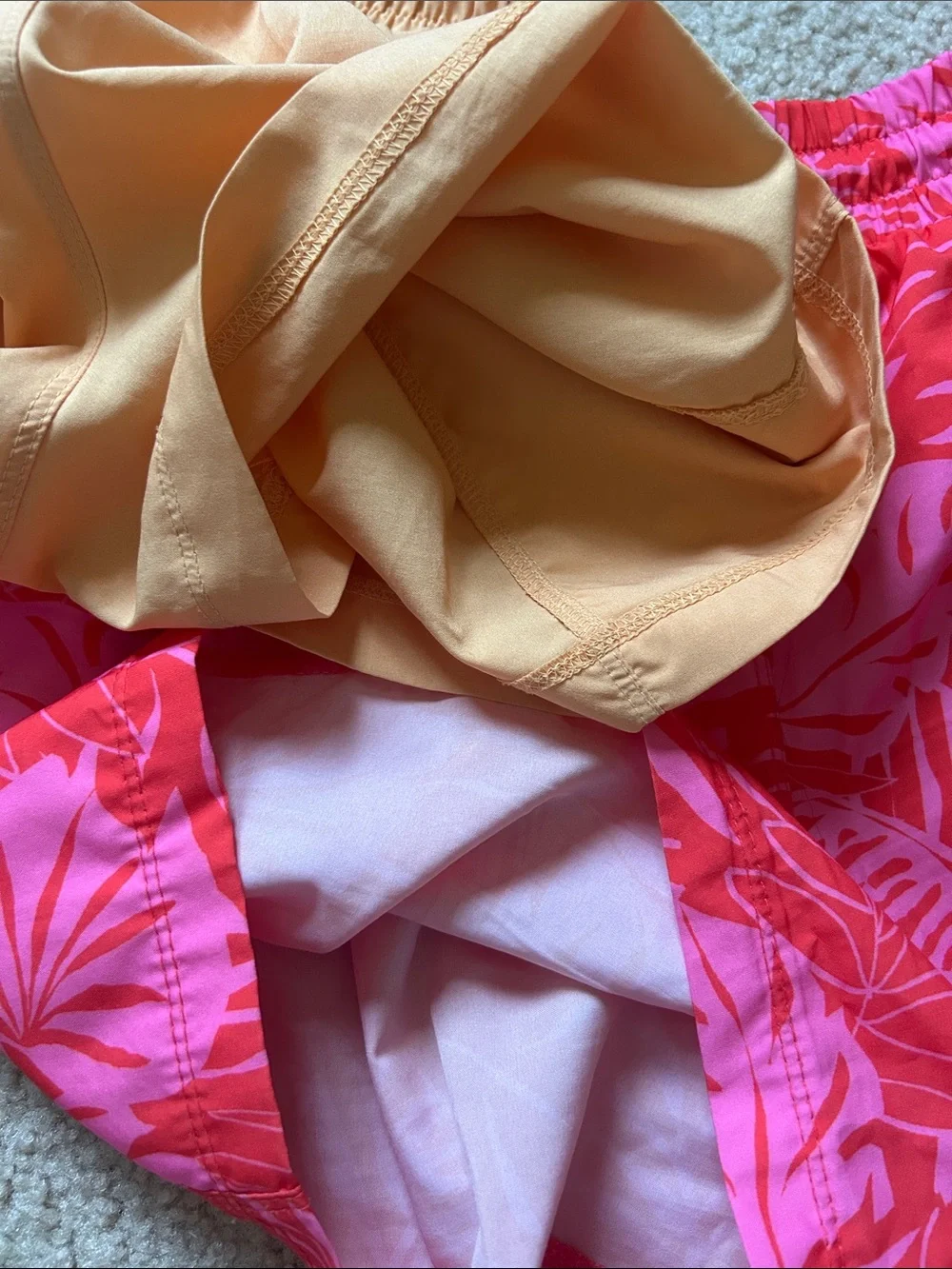 Pair of old navy active quick dry shorts-light orange and bright tropical pink